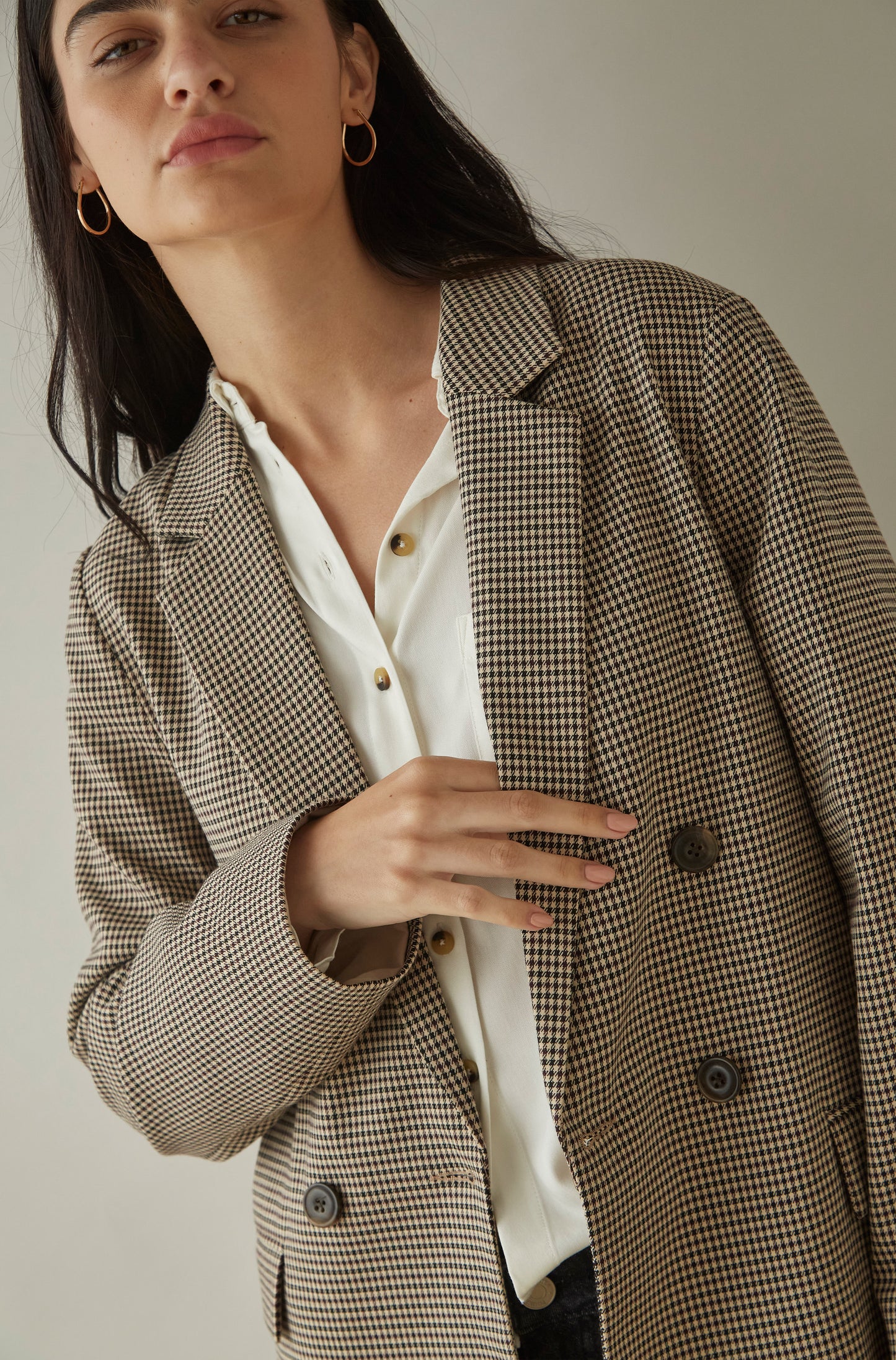 Blazer Bovary Marron Cuadros Chicos