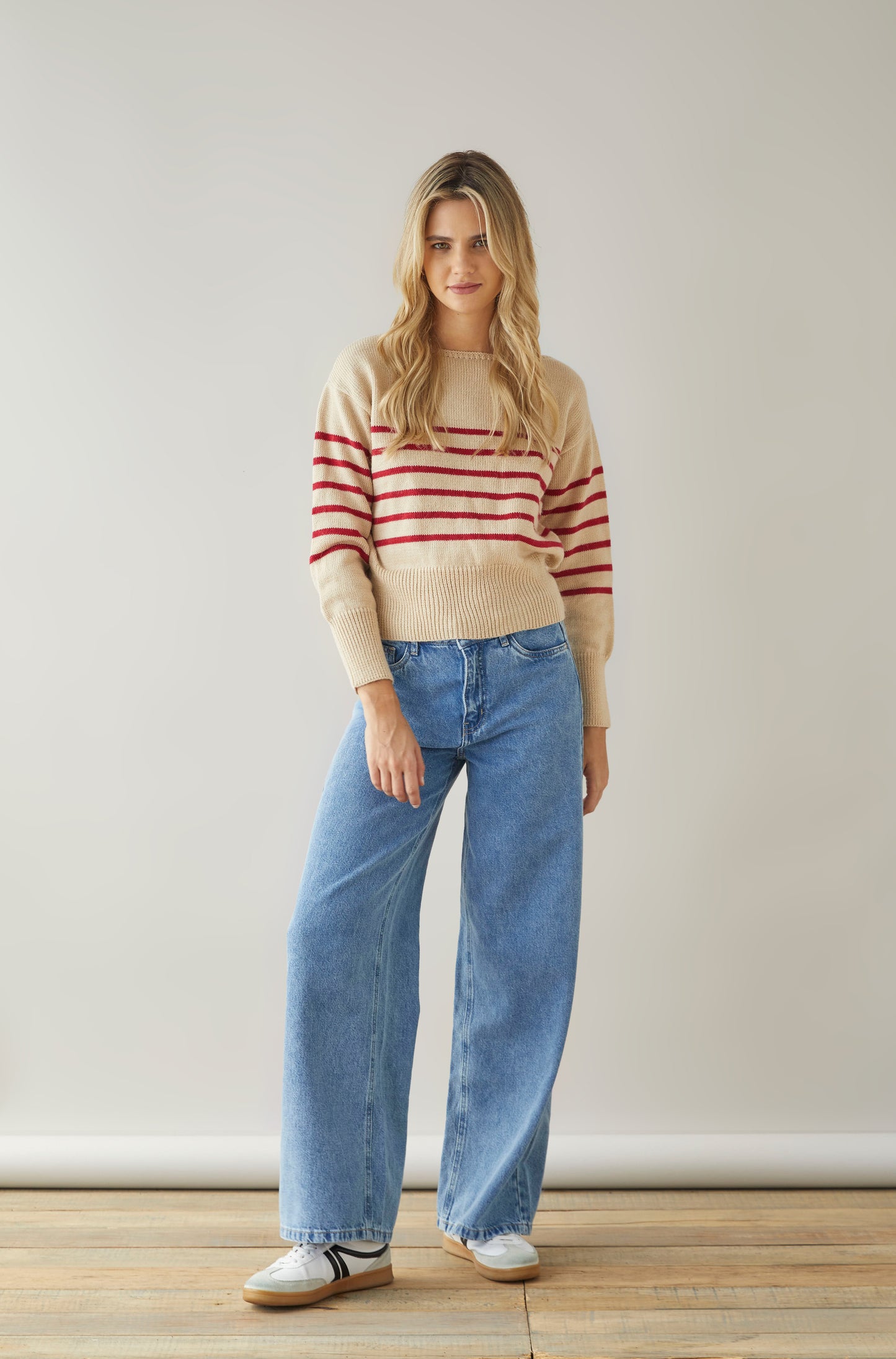 Chompa Jackson Beige/Rojo