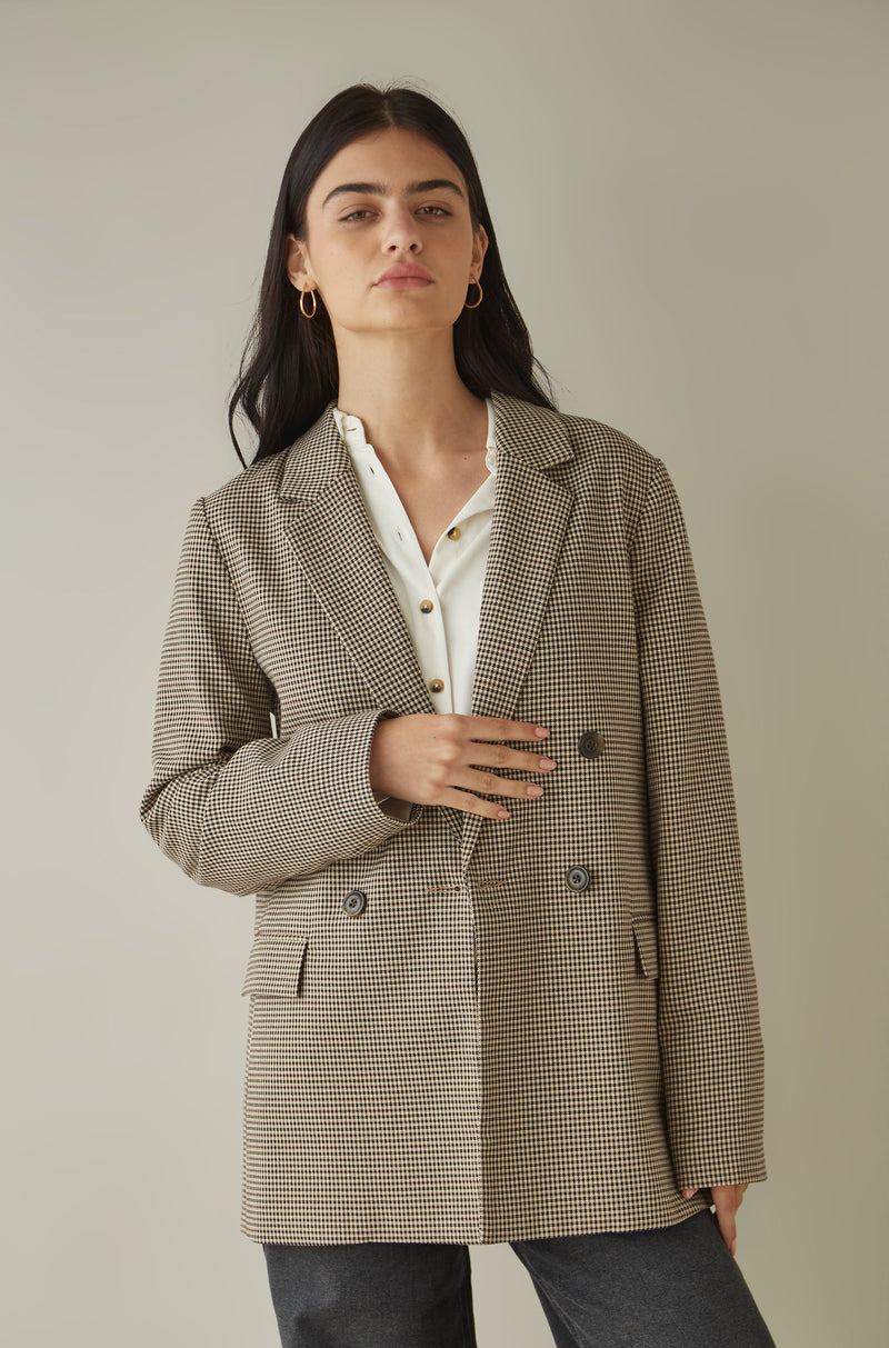 Blazer Bovary Marron Cuadros Chicos