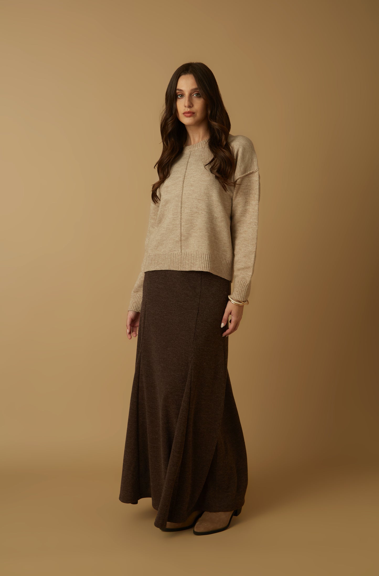 Falda Kingham Marron