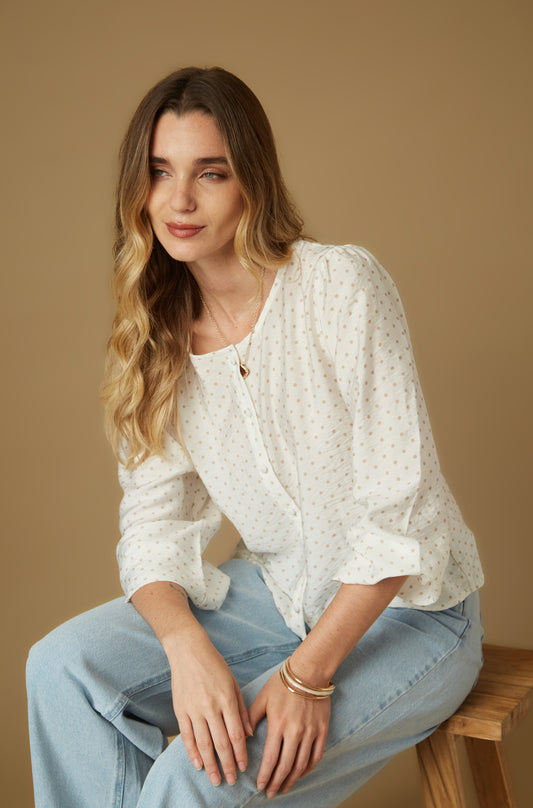 Blusa Polka Beige