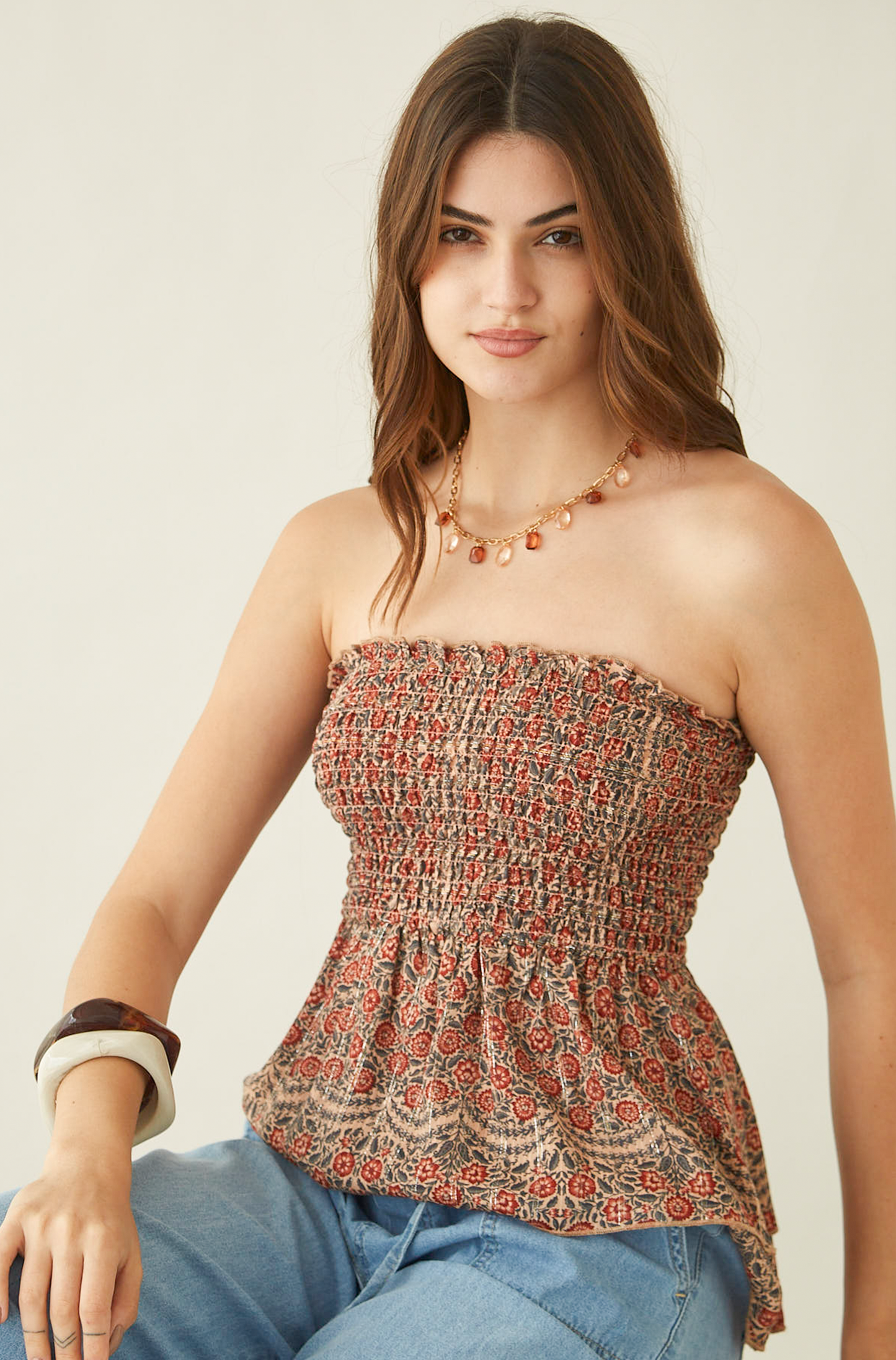 Blusa Roots Cream Red