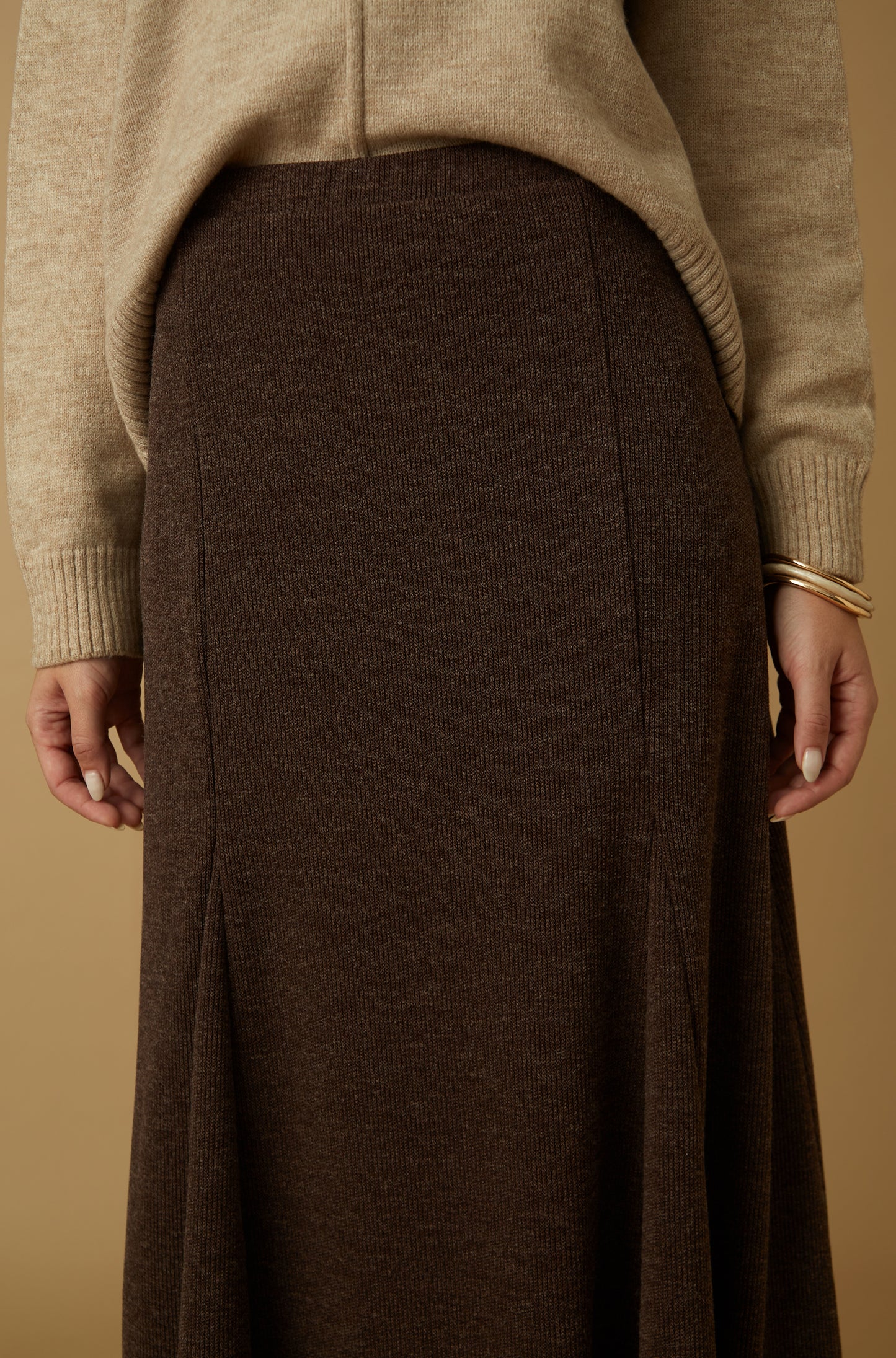 Falda Kingham Marron
