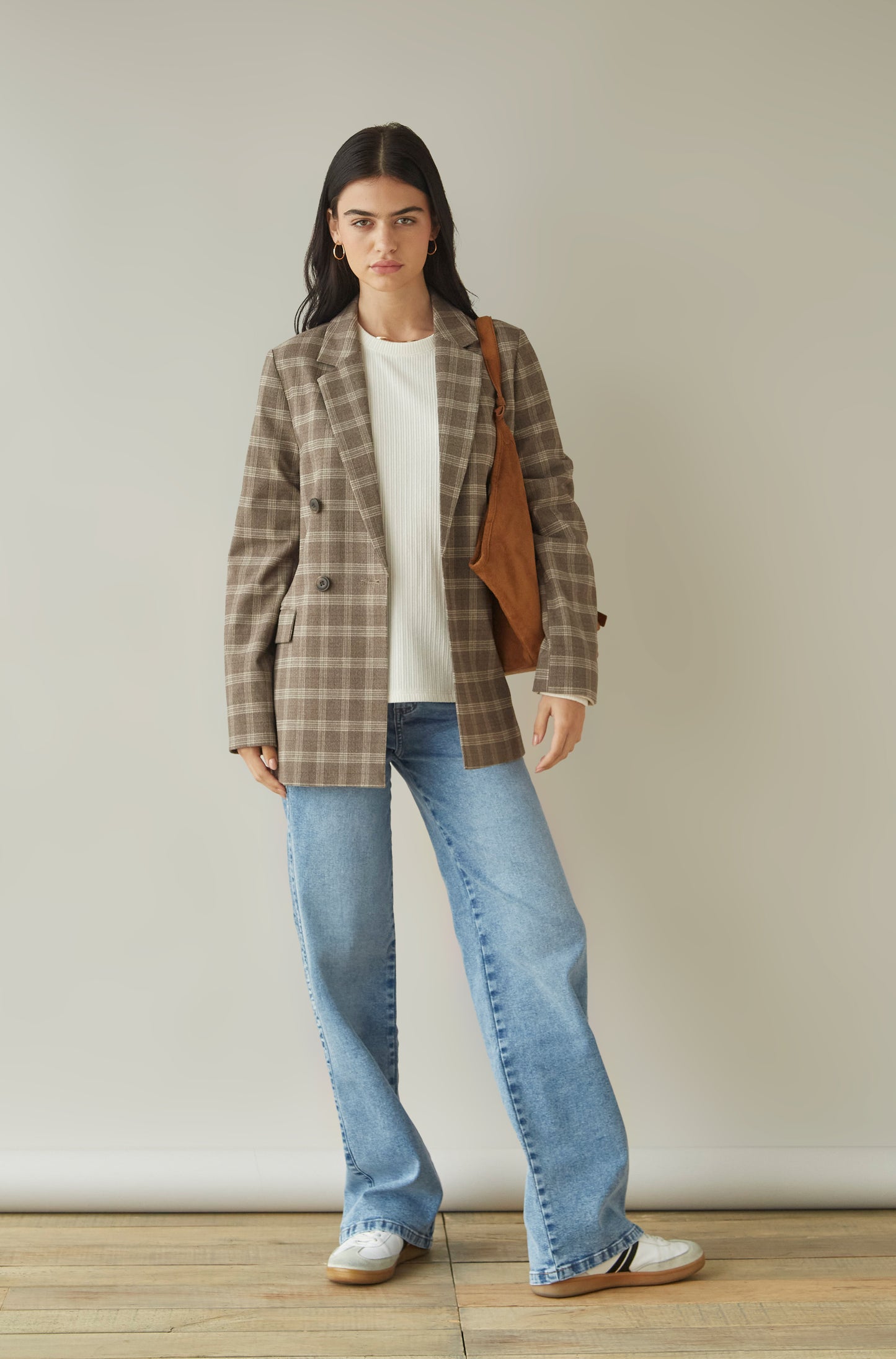 Blazer Bovary Marron Cuadros Grandes